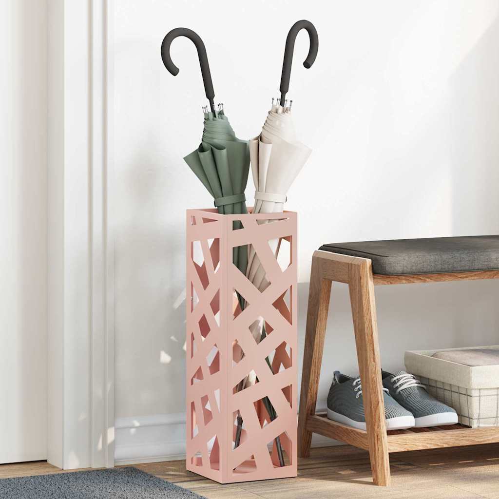 Rain Umbrella Stand with Storage Pink 15.5 x 15.5 x 49 cm Steel