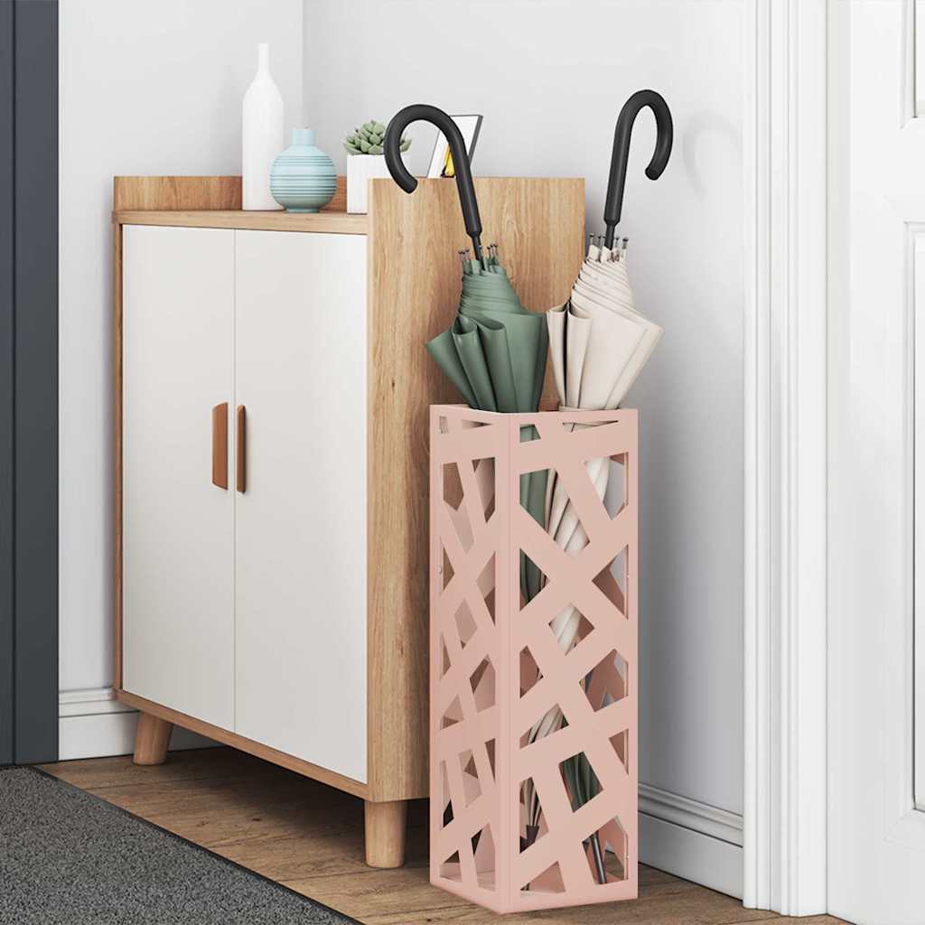 Rain Umbrella Stand with Storage Pink 15.5 x 15.5 x 49 cm Steel