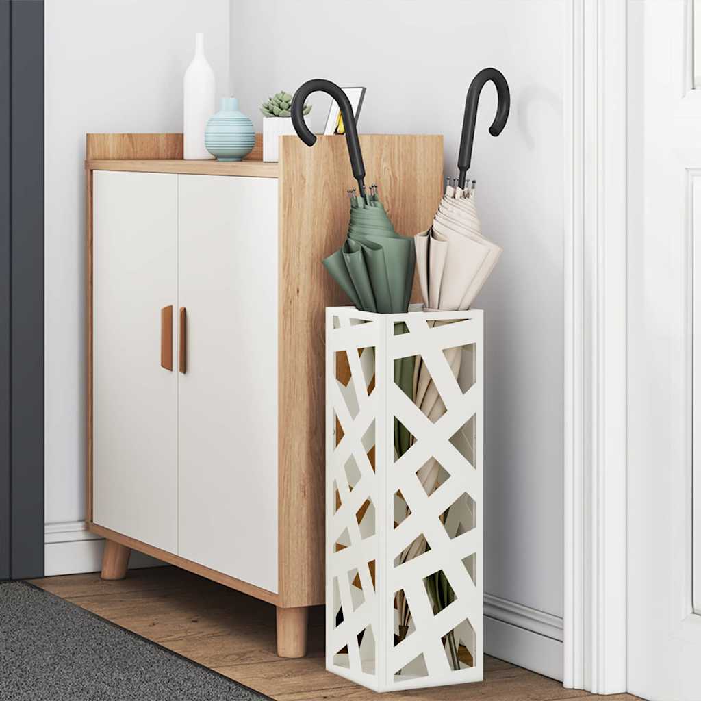 Rain Umbrella Stand White 15.5 x 15.5 x 49 cm Steel