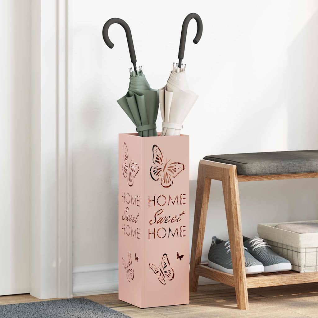 Rain Umbrella Stand with Storage Pink 15.5 x 15.5 x 49 cm Steel