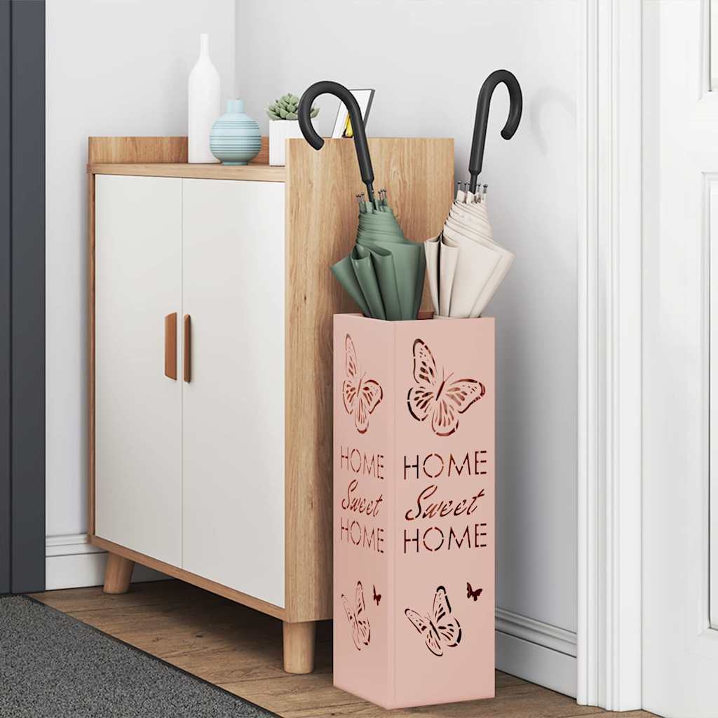 Rain Umbrella Stand with Storage Pink 15.5 x 15.5 x 49 cm Steel