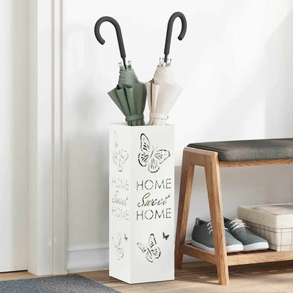 Rain Umbrella Stand White 15.5 x 15.5 x 49 cm Steel