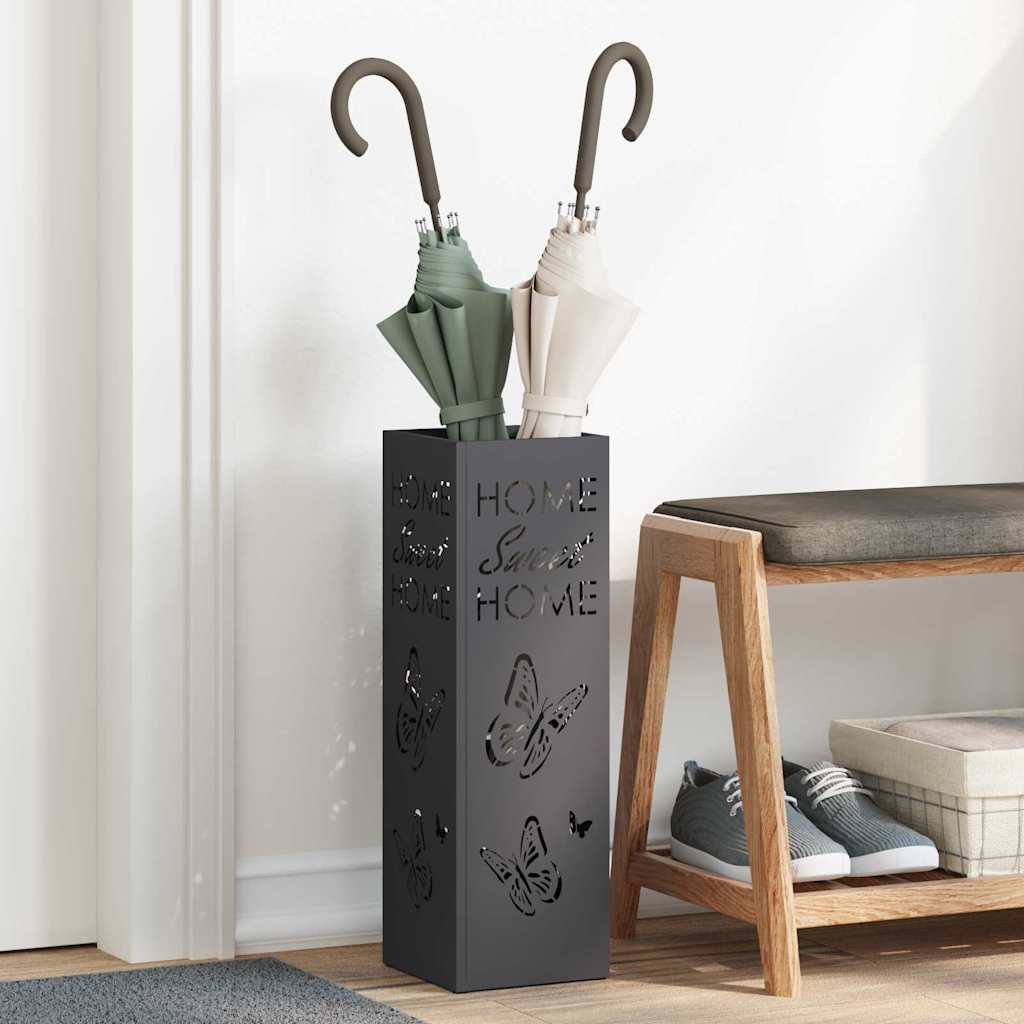 Rain Umbrella Stand Black 15.5 x 15.5 x 49 cm Steel