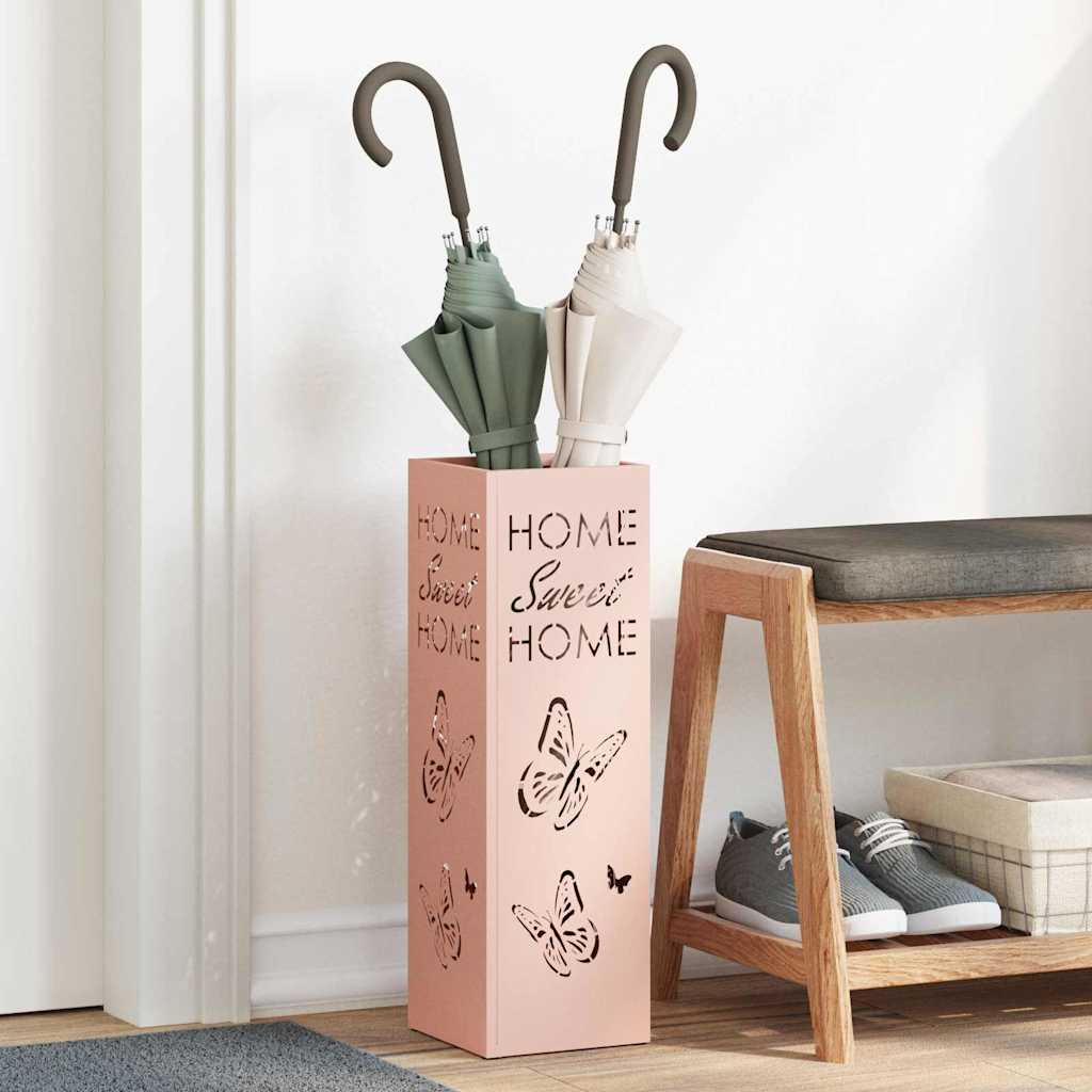 Rain Umbrella Stand with Storage Pink 15.5 x 15.5 x 49 cm Steel