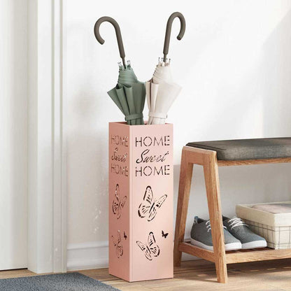 Rain Umbrella Stand with Storage Pink 15.5 x 15.5 x 49 cm Steel