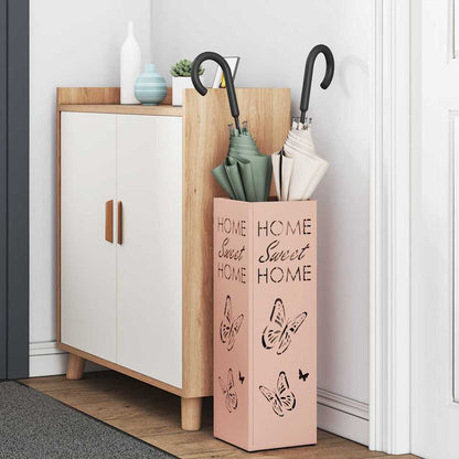 Rain Umbrella Stand with Storage Pink 15.5 x 15.5 x 49 cm Steel