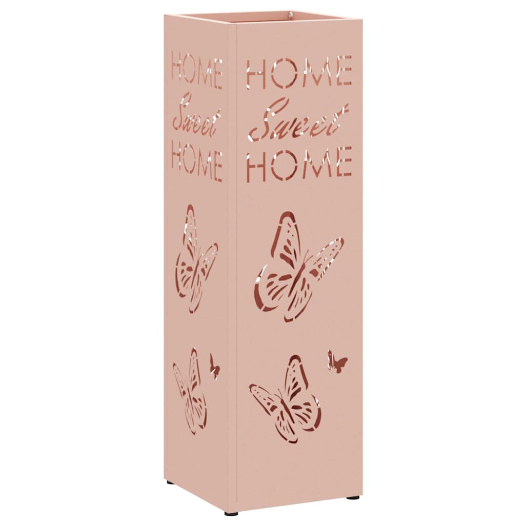 Rain Umbrella Stand with Storage Pink 15.5 x 15.5 x 49 cm Steel