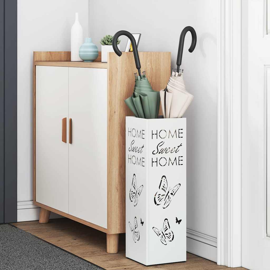 Rain Umbrella Stand White 15.5 x 15.5 x 49 cm Steel