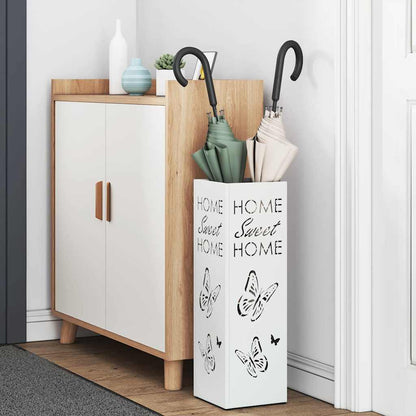 Rain Umbrella Stand White 15.5 x 15.5 x 49 cm Steel