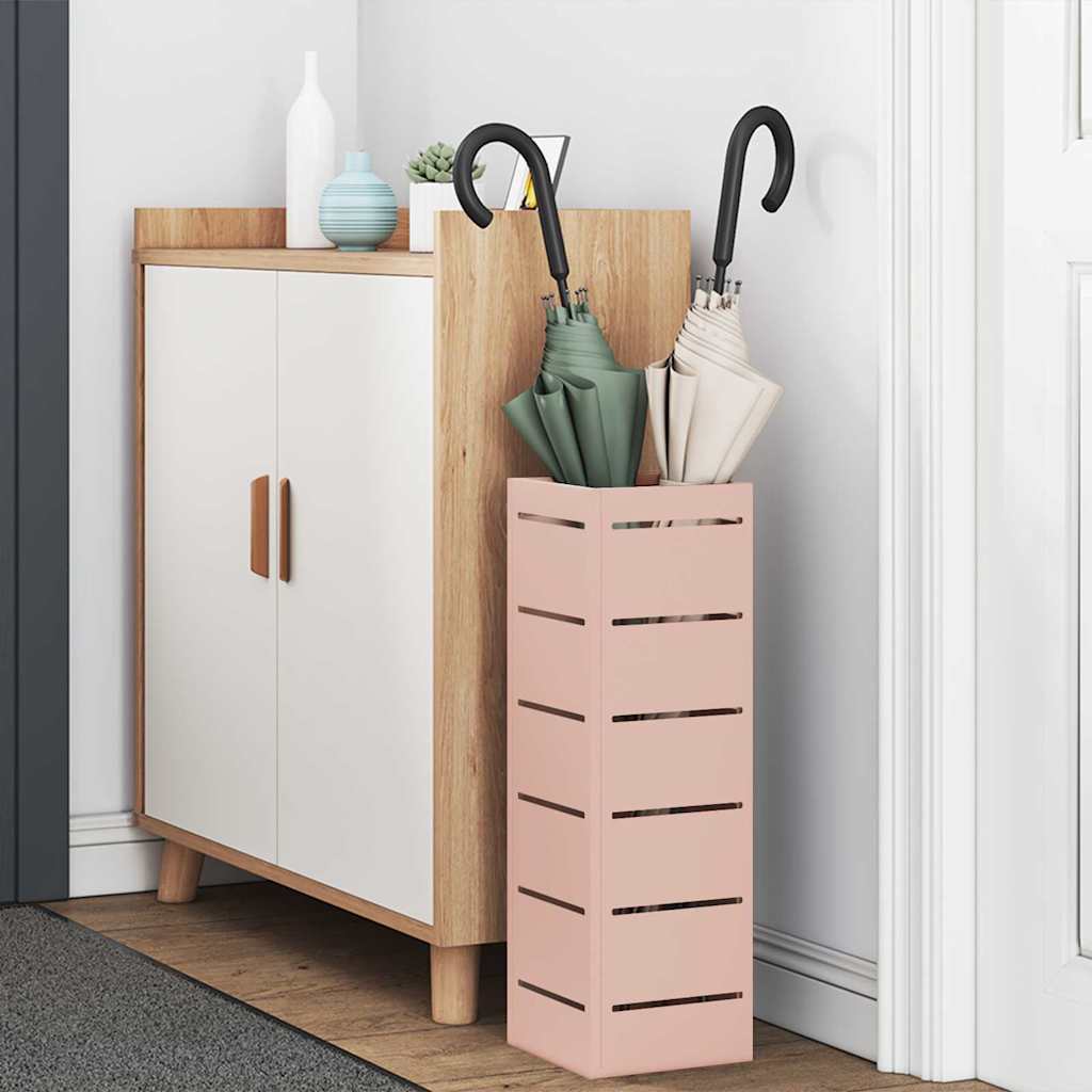 Rain Umbrella Stand with Storage Pink 15.5 x 15.5 x 49 cm Steel