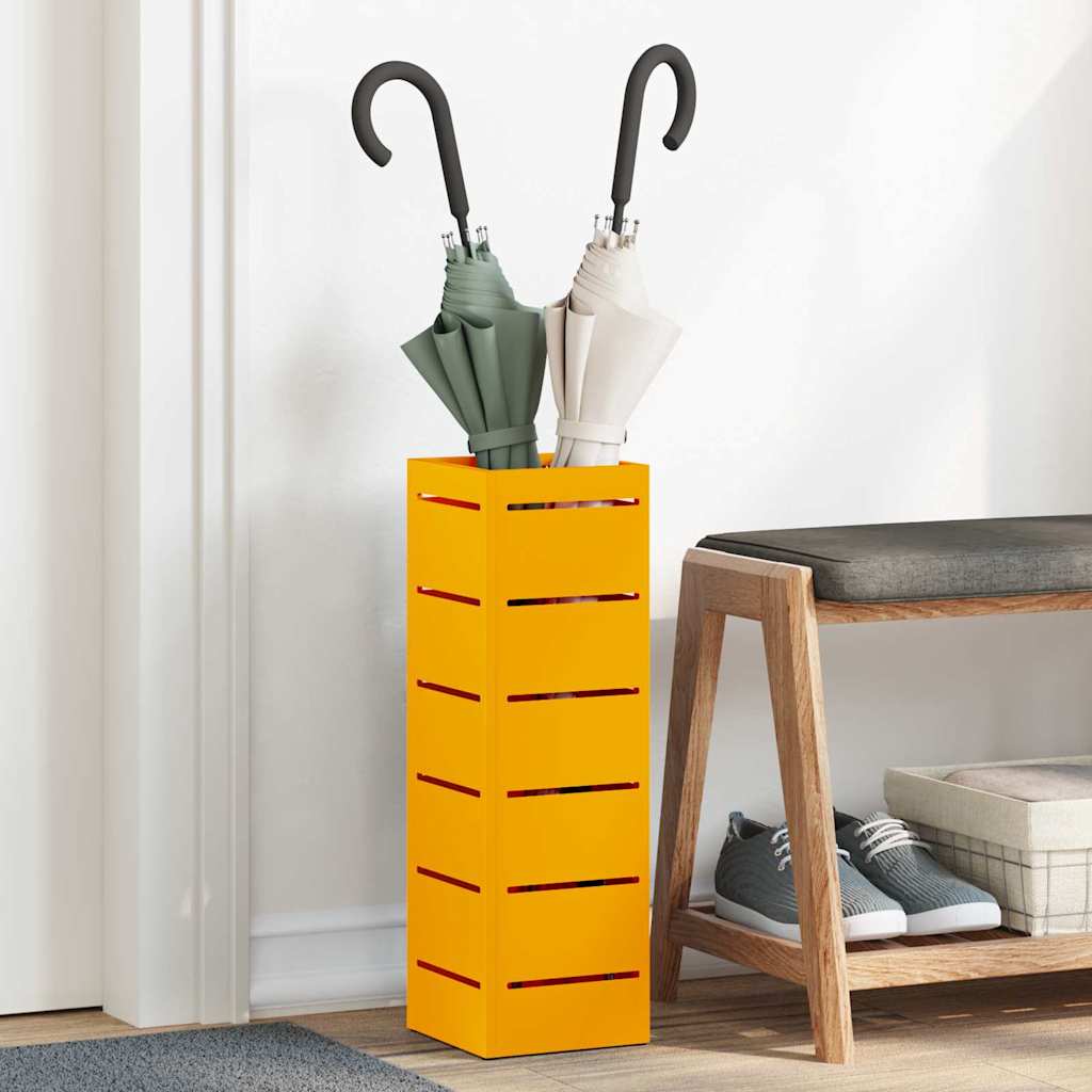 Rain Umbrella Stand Mustard 15.5 x 15.5 x 49 cm Steel