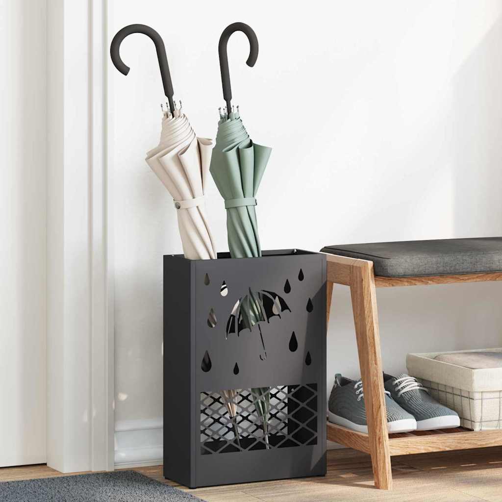 Rain Umbrella Stand Black 28 x 12 x 41 cm Steel