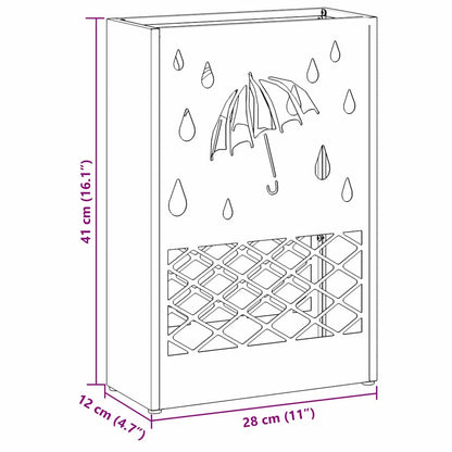 Rain Umbrella Stand Black 28 x 12 x 41 cm Steel