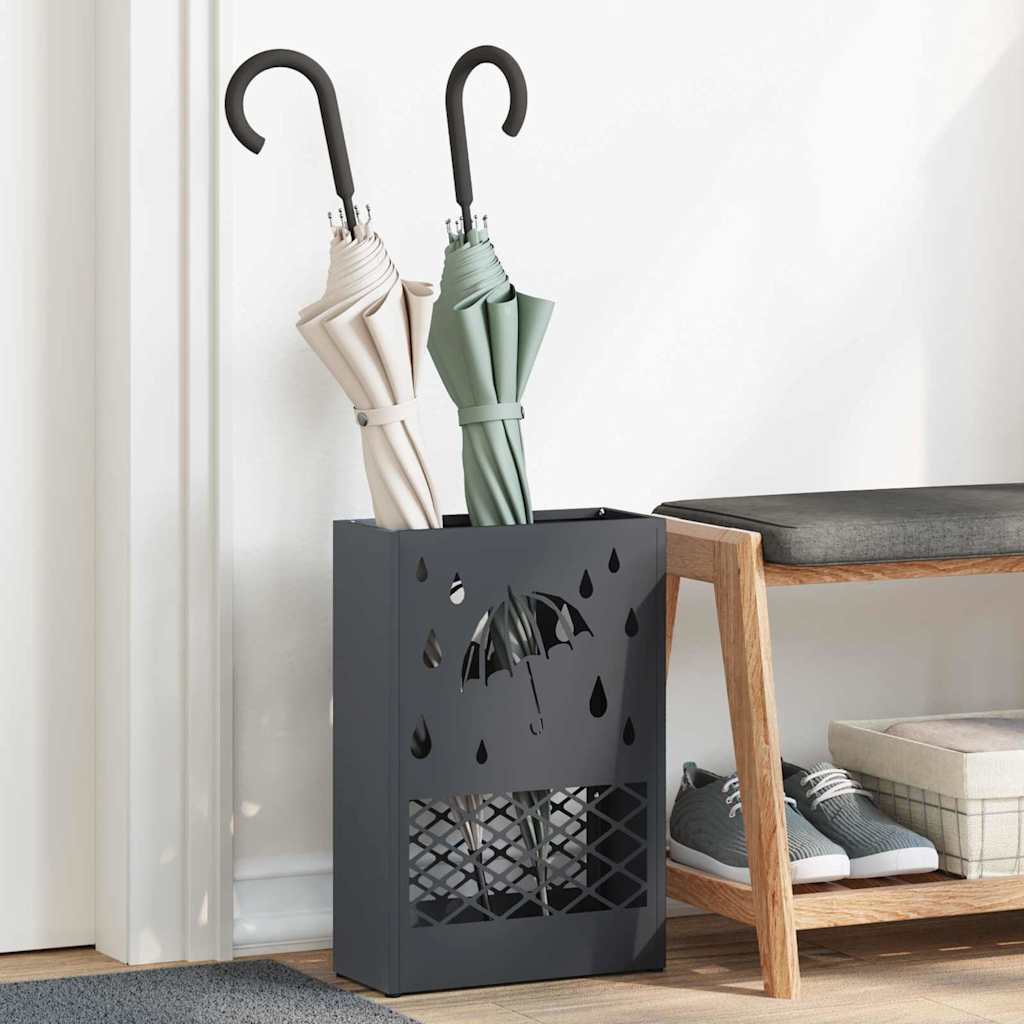 Rain Umbrella Stand Anthracite 28 x 12 x 41 cm Steel