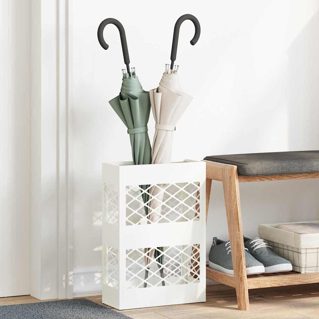 Rain Umbrella Stand White 28 x 12 x 41 cm Steel