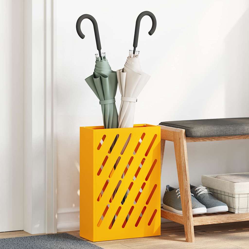 Rain Umbrella Stand Mustard Yellow 28 x 12 x 41 cm Steel