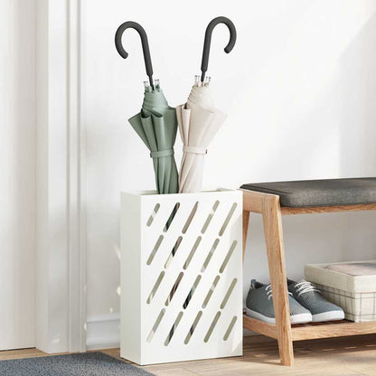Rain Umbrella Stand White 28 x 12 x 41 cm Steel
