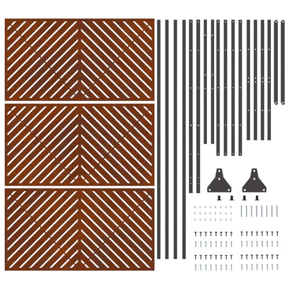 Privacy Screen 100 x 50 x 180 cm Weathering Steel Rusty