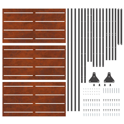 Privacy Screen 100 x 50 x 180 cm Weathering Steel Rusty