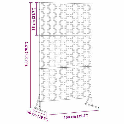 Privacy Screen White 100 x 50 x 180 cm Steel