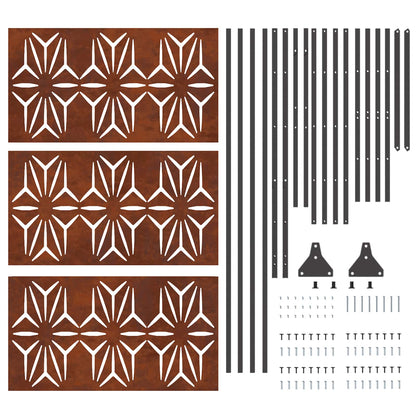 Privacy Screen 100 x 50 x 180 cm Weathering Steel Rusty