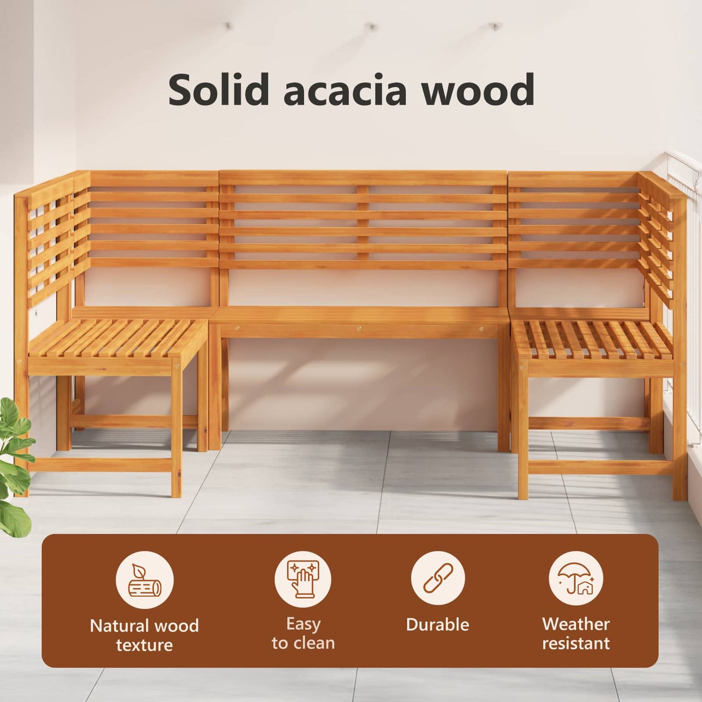 Garden Chair Brown 100 x 50 x 91cm Solid Acacia wood