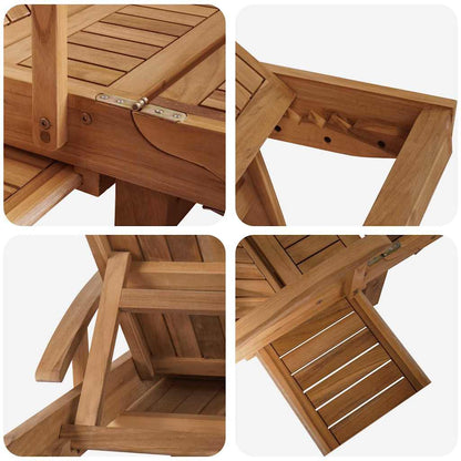 Sun lounger 2 pcs Solid Teak Wood Brown