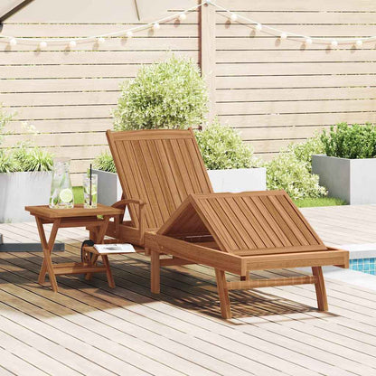 Sun lounger 2 pcs Solid Teak Wood Brown