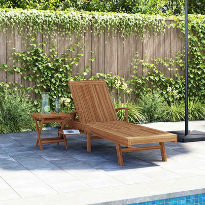 Sun lounger 2 pcs Solid Teak Wood Brown