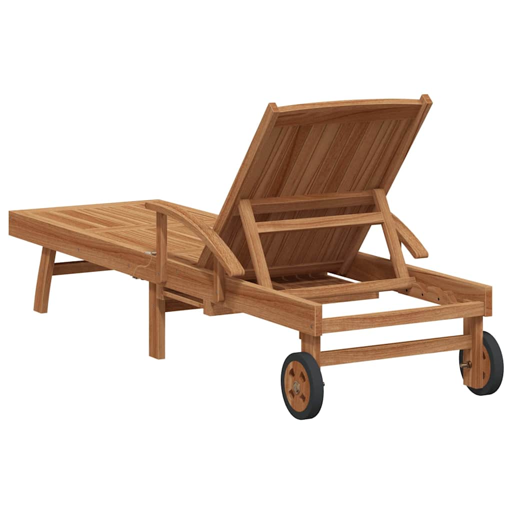 Sun lounger 2 pcs Solid Teak Wood Brown
