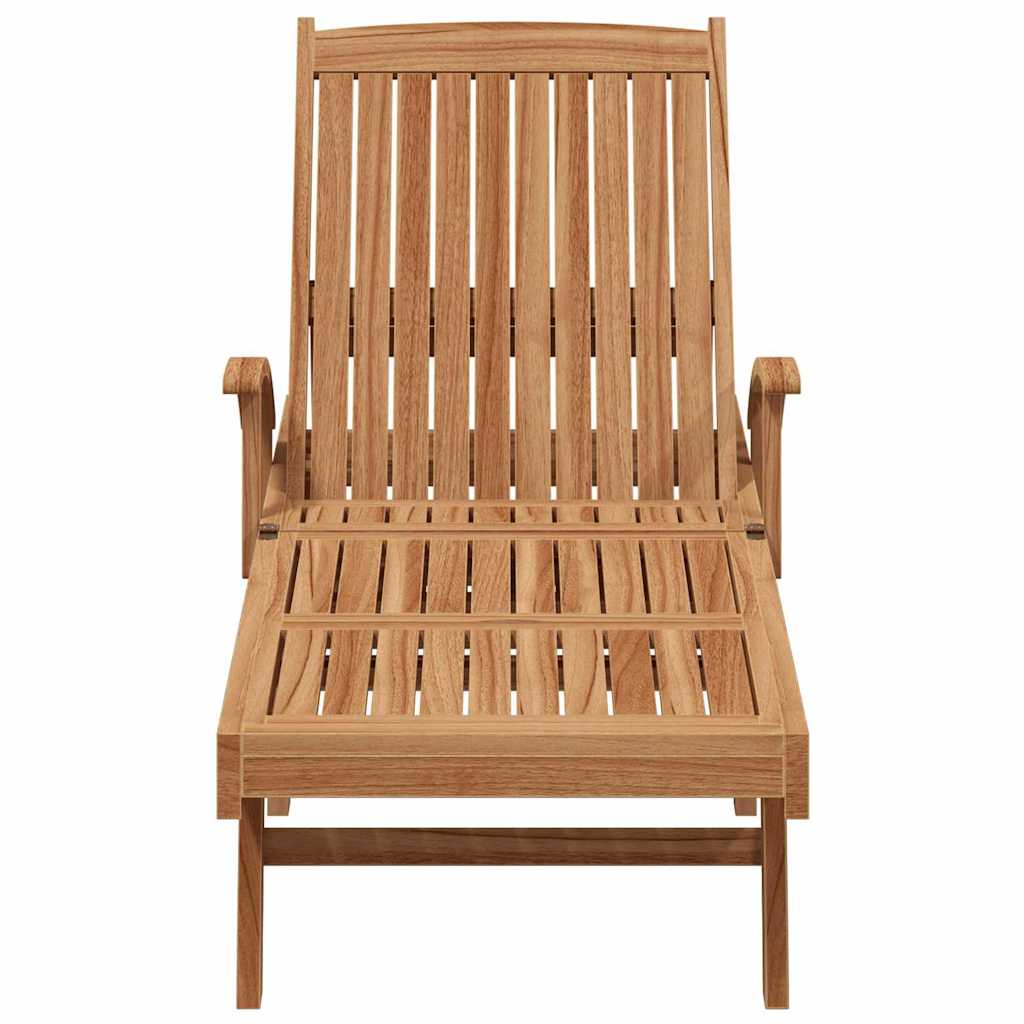 Sun lounger 2 pcs Solid Teak Wood Brown