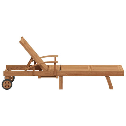 Sun lounger 2 pcs Solid Teak Wood Brown