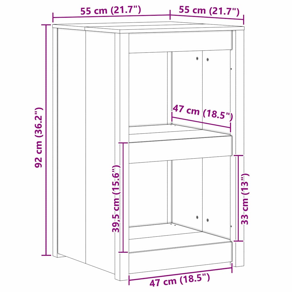 Kitchen Cabinet Brown 55 x 55 x 92 cm Solid Pine wood