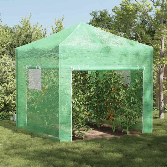 Greenhouse with Pop-up Frame Green 290 x 290 x 315 cm Iron