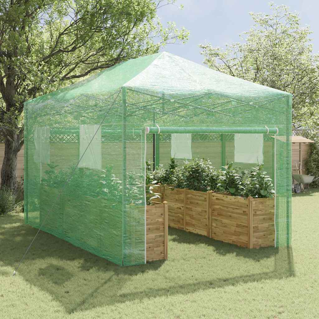 Greenhouse with Pop-up Frame Green 290 x 430 x 315 cm Iron