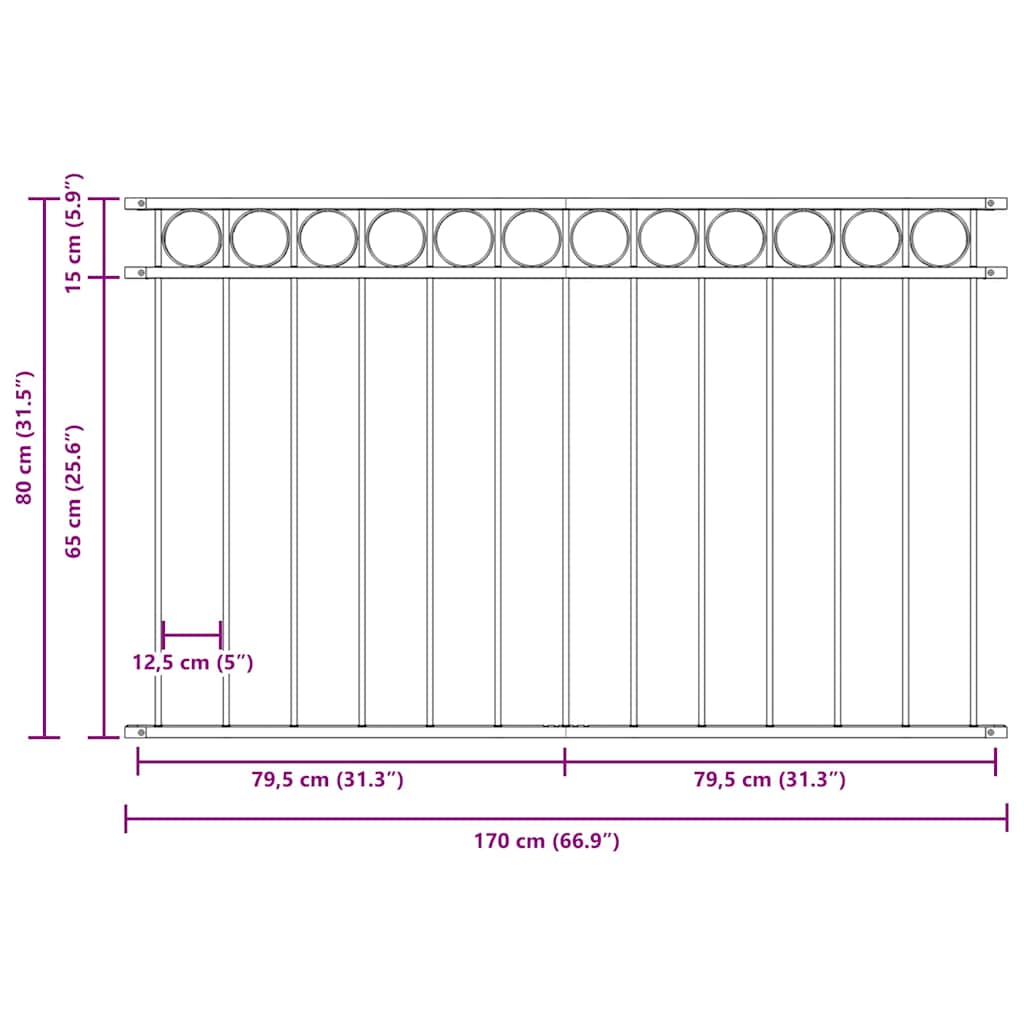 Fence Element ASSEN Grey 170 x 80 cm Steel