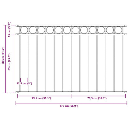 Fence Element ASSEN Grey 170 x 80 cm Steel