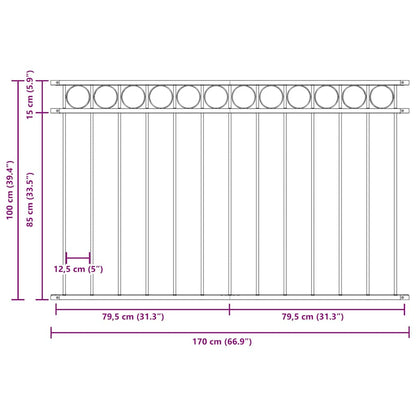 Fence Element ASSEN Grey 170 x 100 cm Steel