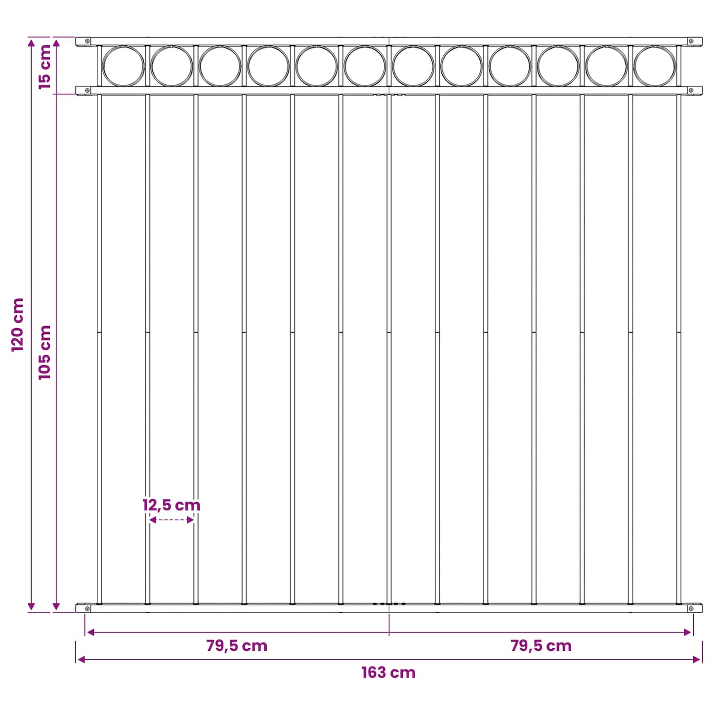 Fence Element ASSEN 170 x 120 cm Steel Grey
