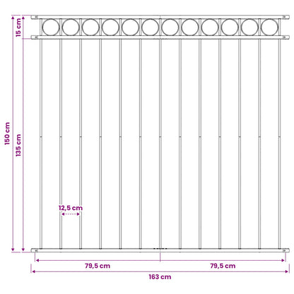 Fence Element ASSEN 170 x 150 cm Steel Grey