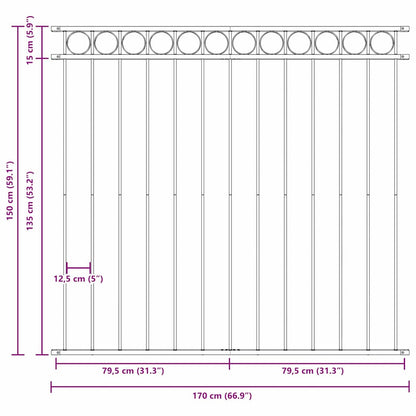 Fence Element ASSEN White 170 x 150 cm Steel