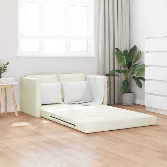 Floor Sofa Bed with Cushion Cream 122 x 70 x 60 cm Velvet