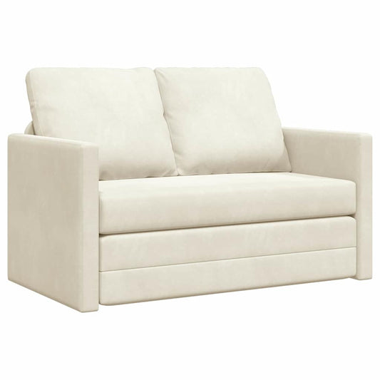 Floor Sofa Bed with Cushion Cream 122 x 70 x 60 cm Velvet