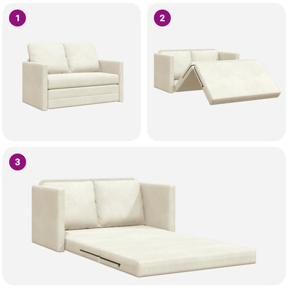 Floor Sofa Bed with Cushion Cream 122 x 70 x 60 cm Velvet