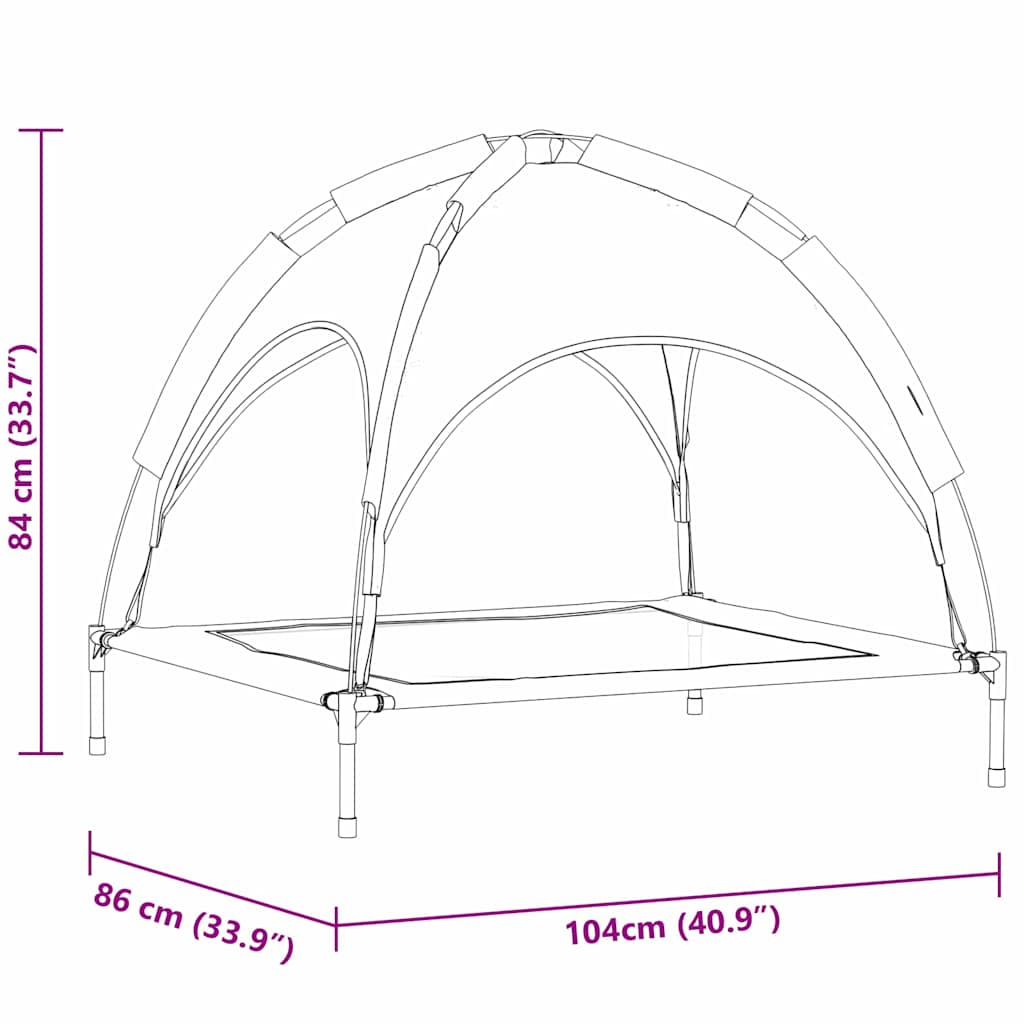 Dog Bed Folding Manual Brown 104 x 86 x 84.5 cm Steel