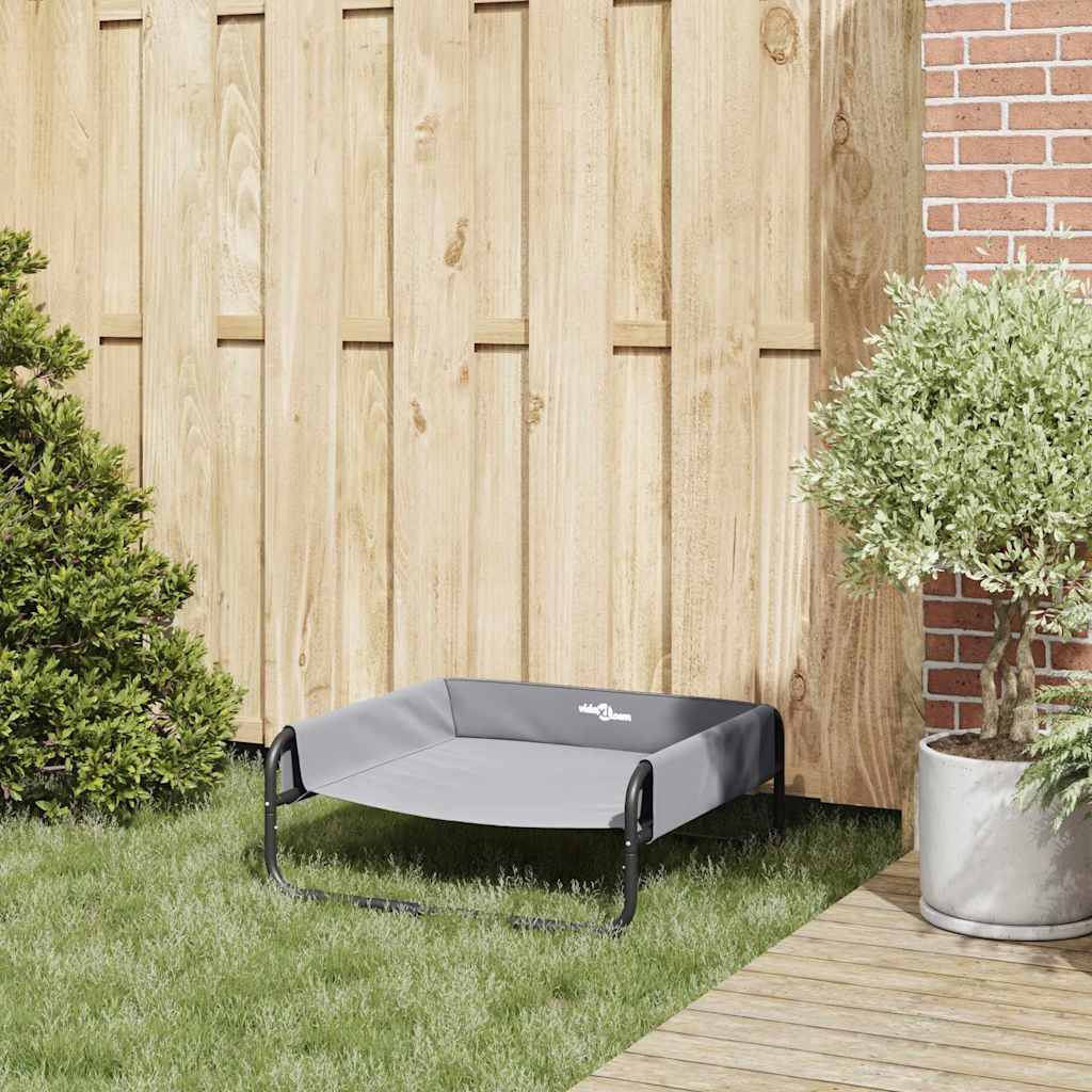 Dog Bed Light Grey M Oxford Fabric and Steel