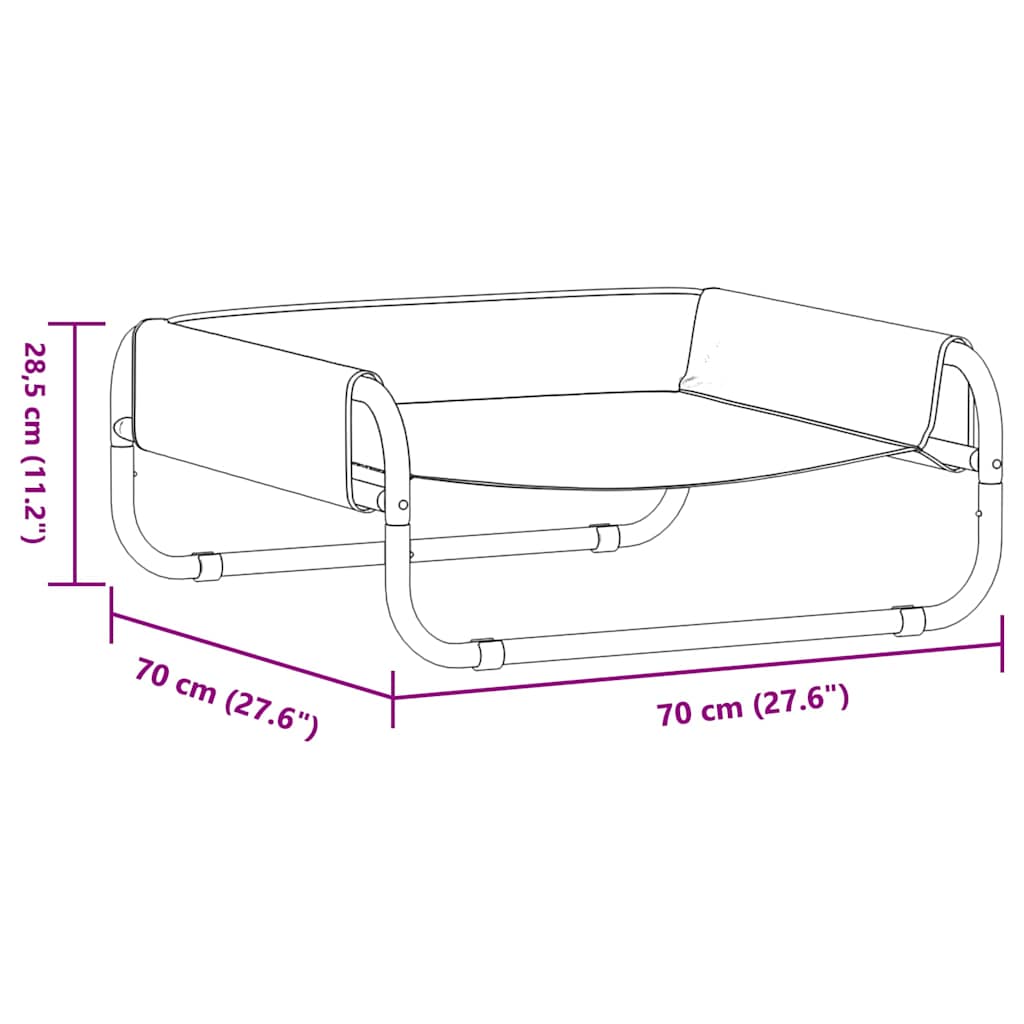 Dog Bed Light Grey M Oxford Fabric and Steel