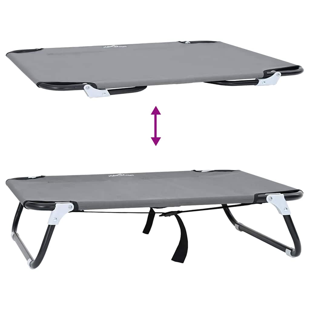 Dog Bed Light Grey M Oxford Fabric and Steel