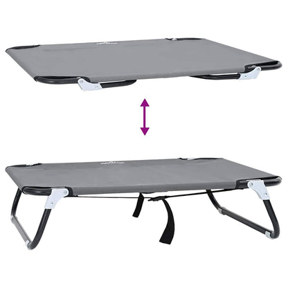 Dog Bed Light Grey M Oxford Fabric and Steel