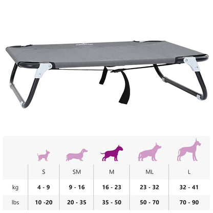 Dog Bed Light Grey M Oxford Fabric and Steel